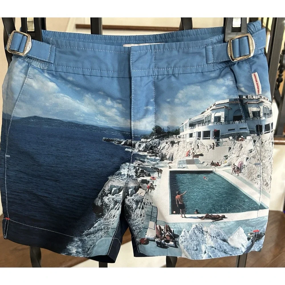 Boy's Size 6 Orlebar Brown Russell Roc Pool Photographic Print Swim Shorts